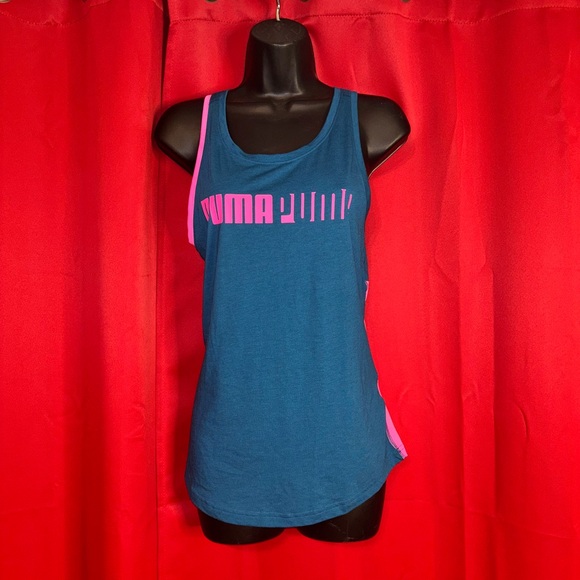 Puma Women's Teal and Pink Tank Top - Picture 1 of 3